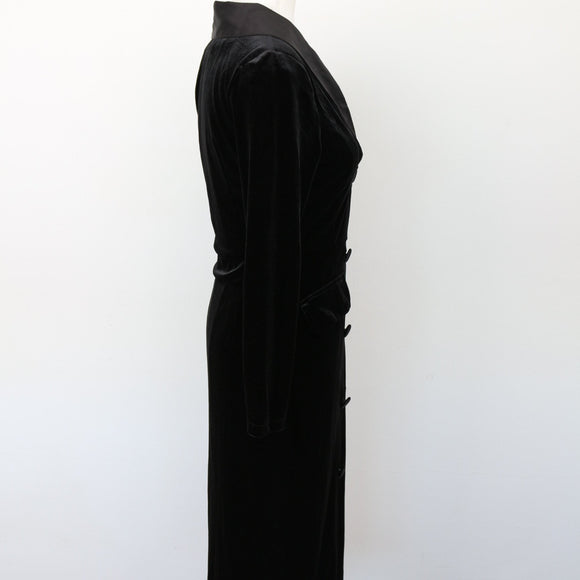 Velvet Bodycon Button-Down Dress, Size M