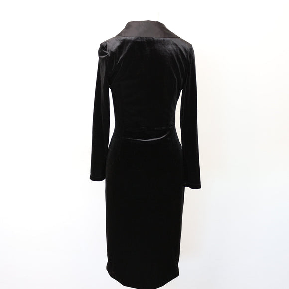 Velvet Bodycon Button-Down Dress, Size M