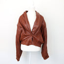 Brown Genuine Leather Bomber Jacket, Size S-1