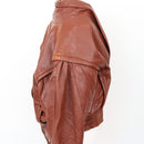 Brown Genuine Leather Bomber Jacket, Size S-2