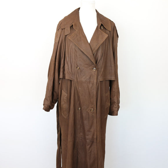 Genuine Leather Super-Soft Maxi Coat, Size M