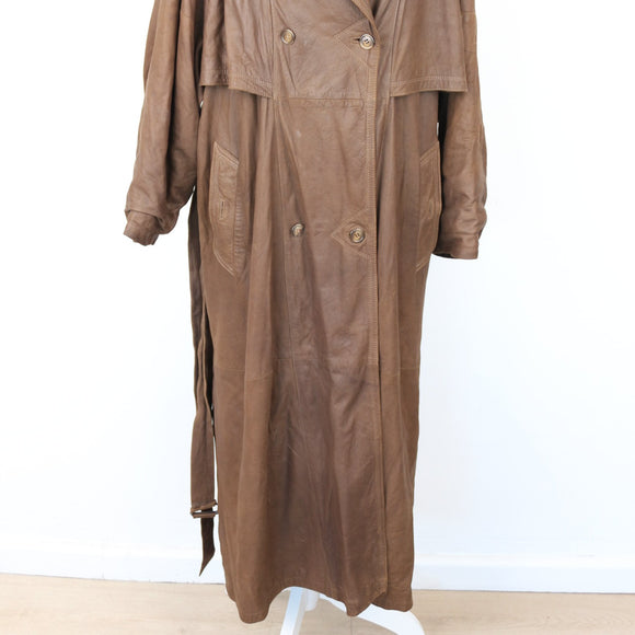 Genuine Leather Super-Soft Maxi Coat, Size M