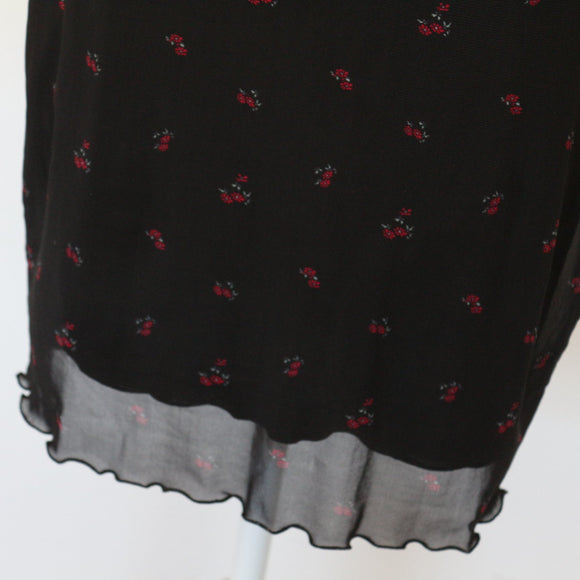 Factorie Black & Floral Bodycon Dress, Size M