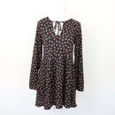 Cotton On Black & Floral Ribbed Winter Dress, Size S-1