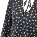 Cotton On Black & Floral Ribbed Winter Dress, Size S-2