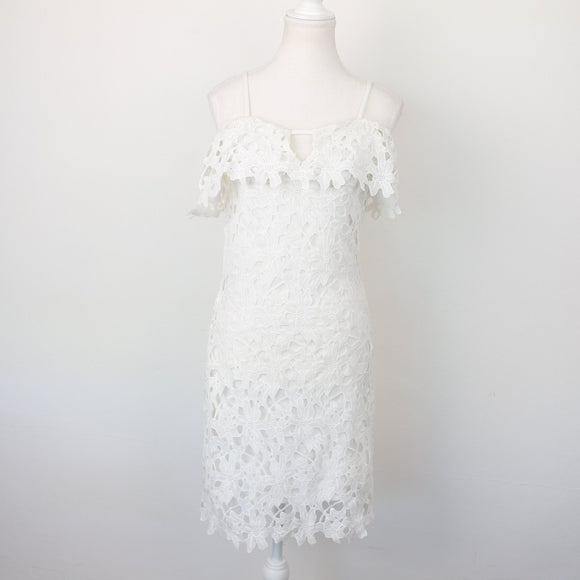 White Full-Lace Bodycon Dress, Size 8