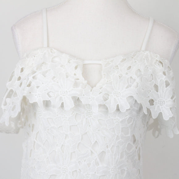 White Full-Lace Bodycon Dress, Size 8
