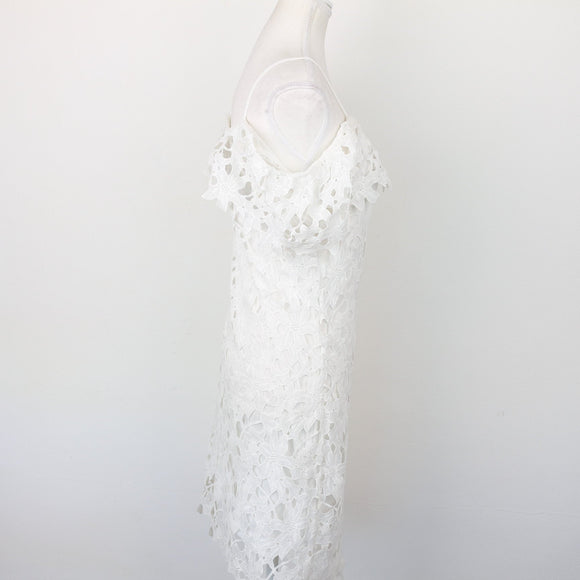 White Full-Lace Bodycon Dress, Size 8