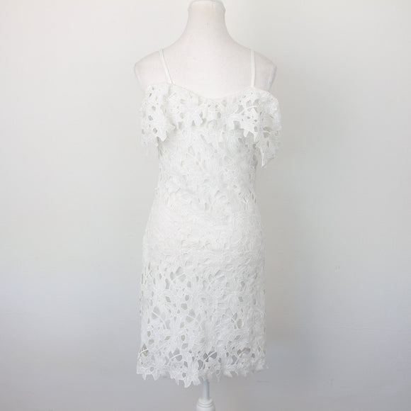 White Full-Lace Bodycon Dress, Size 8