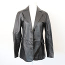 Genuine Leather Black Blazer-Style Jacket, Size S-1