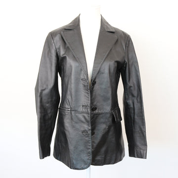 Genuine Leather Black Blazer-Style Jacket, Size S