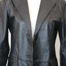 Genuine Leather Black Blazer-Style Jacket, Size S-6