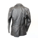 Genuine Leather Black Blazer-Style Jacket, Size S-4