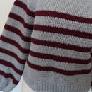 Hand-Knitted Blue and Maroon Jersey, Size S-3