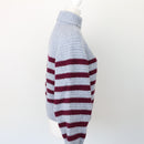 Hand-Knitted Blue and Maroon Jersey, Size S-2