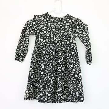 Black-and-White Floral Dress, Size 4–5