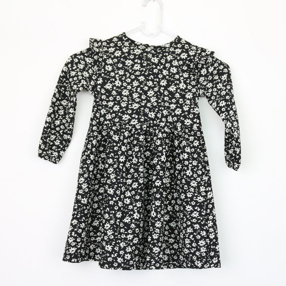 Black-and-White Floral Dress, Size 4–5