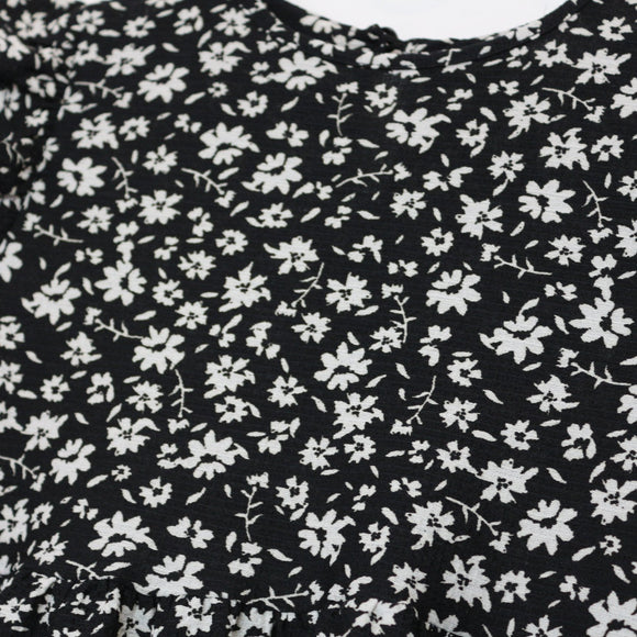 Black-and-White Floral Dress, Size 4–5