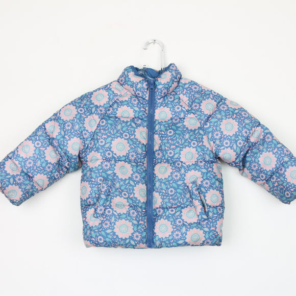 Floral Puffer Jacket, Size 3–4