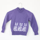 Hand-Knitted Purple-and-White Kitten Jersey, Size 6–7-1