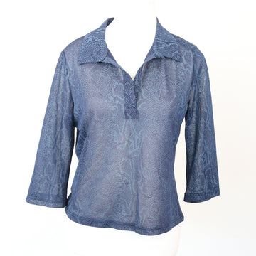 Outback Red Sheer Snake-Print Cropped Blouse, Size 38