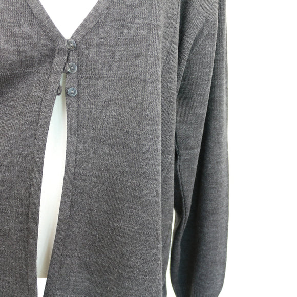 Dark Grey Button-Up Cardigan, Size 4XL