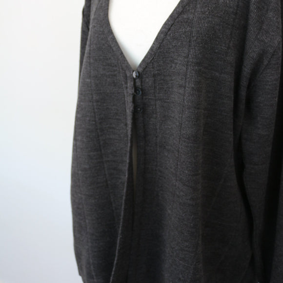 Dark Grey Button-Up Cardigan, Size 4XL