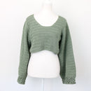 Hand-Knitted Sage Green Cropped Jersey, Size S-1