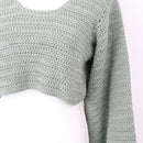 Hand-Knitted Sage Green Cropped Jersey, Size S-5
