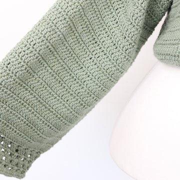 Hand-Knitted Sage Green Cropped Jersey, Size S - 0