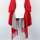 Red and Grey Wool Poncho-2