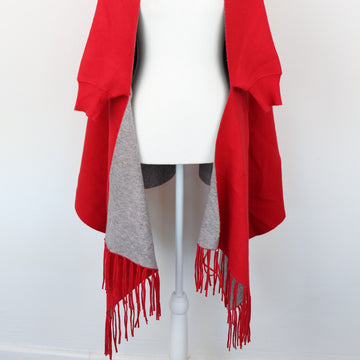 Red and Grey Wool Poncho - 0