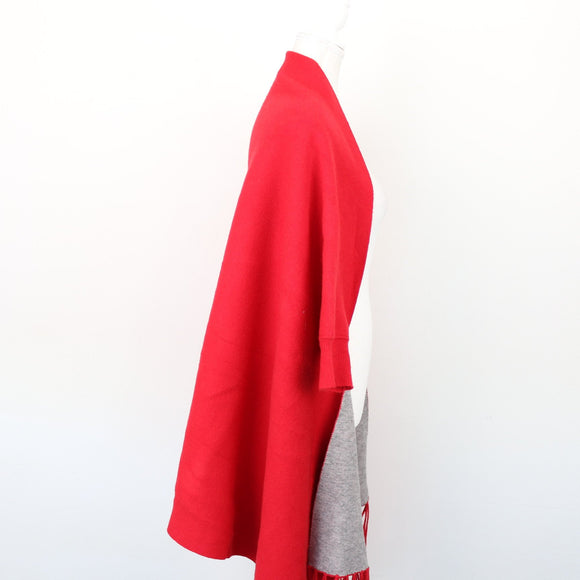 Red and Grey Wool Poncho
