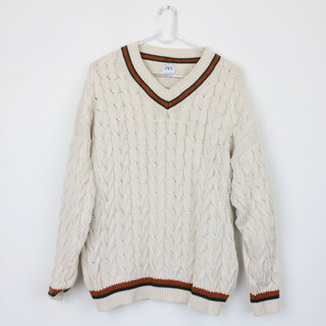 Zara Cable-Knit Varsity-Style Jersey, Size L