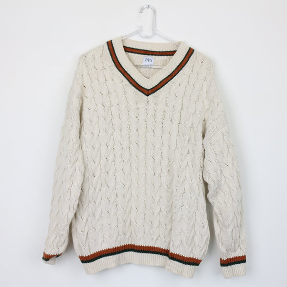 Zara Cable-Knit Varsity-Style Jersey, Size L