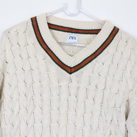 Zara Cable-Knit Varsity-Style Jersey, Size L