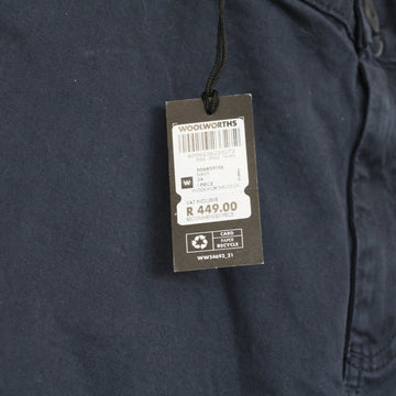 Woolworths Navy Blue Chino Shorts, Size 34 - 0