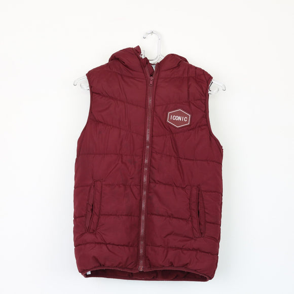 Maroon Puffer Waist Jacket, Size 12–13