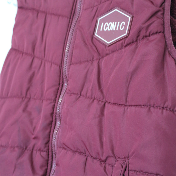 Maroon Puffer Waist Jacket, Size 12–13