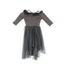 Black Off-the-Shoulder Tulle and Fur Dress, Size 7–8-1