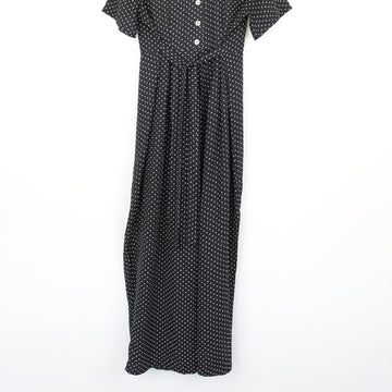 Black and White Polka Dot Jumpsuit, Size L - 0