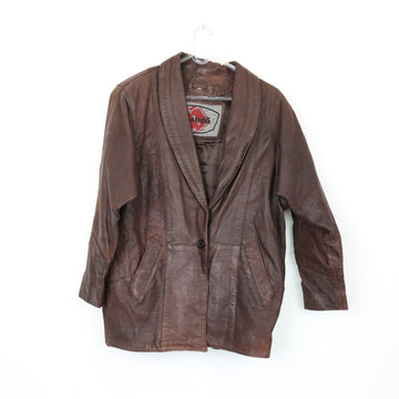 Vintage Genuine Leather Blazer-Style Jacket, Size L