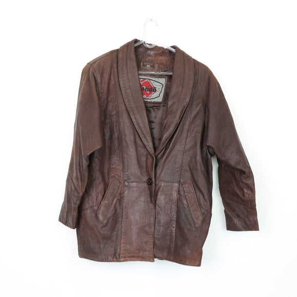 Vintage Genuine Leather Blazer-Style Jacket, Size L