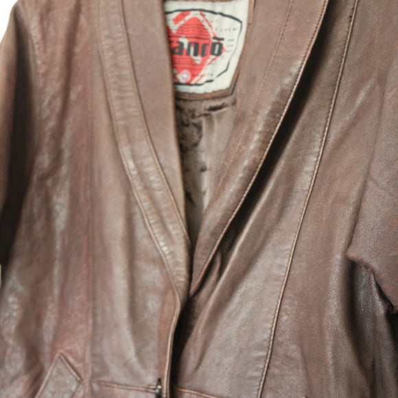 Vintage Genuine Leather Blazer-Style Jacket, Size L