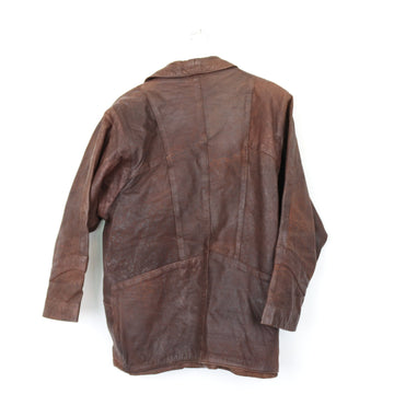 Vintage Genuine Leather Blazer-Style Jacket, Size L - 0