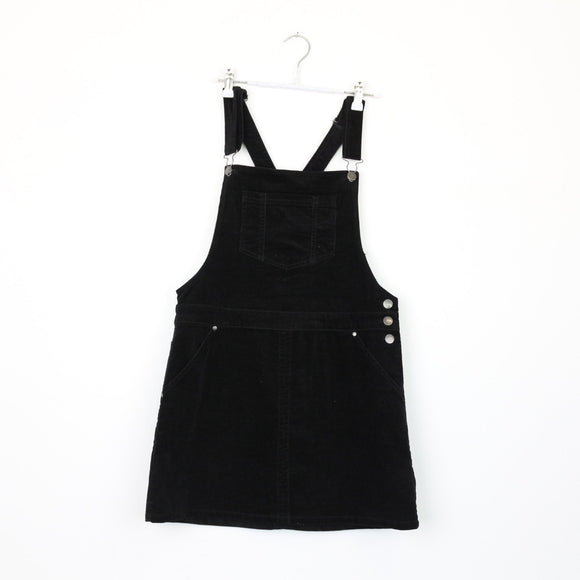 Forever New Black Corduroy Dungaree, Size 10