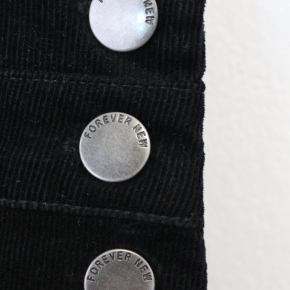 Forever New Black Corduroy Dungaree, Size 10