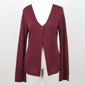 Burgundy Glitter Knit V-Neck Cardigan – Size M