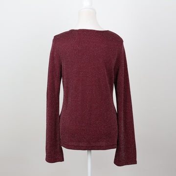 Burgundy Glitter Knit V-Neck Cardigan – Size M - 0
