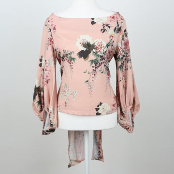 Baby Pink Floral Satin Blouse | Size S